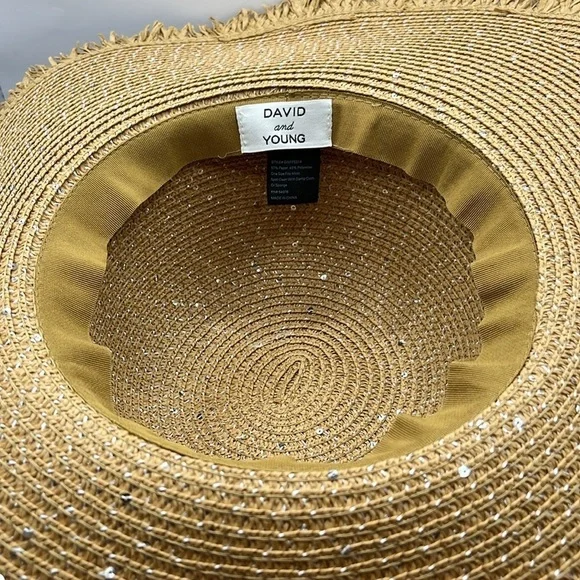 David and Young Sunhat Tan with Silver Sparkling Large Brim Hat Beach Hat - Picture 7 of 11